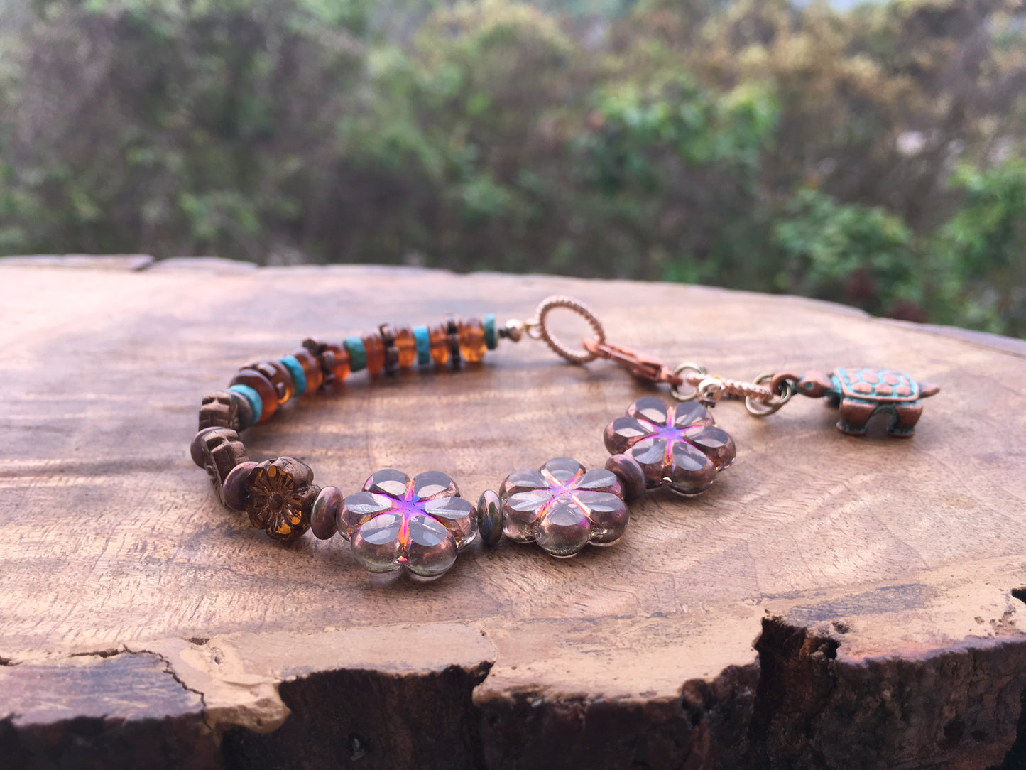 May this turquoise and hessonite garnet bracelet bring you courage, creativity,good fortune, protection,peace,prosperity and grounding. Hessonite garnet are believedBraceletsSpectakBlissful Flowering