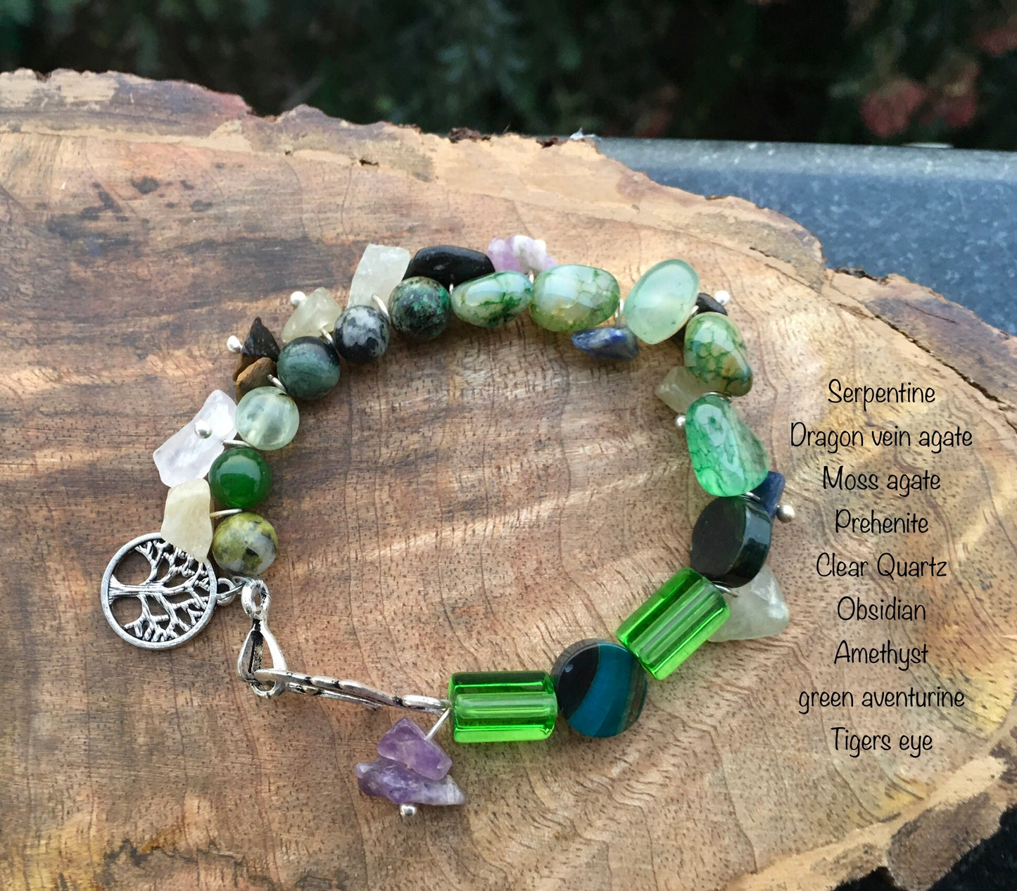 May this multi crystal bracelet with serpentine,dragon vein agate,moss agate, Prehnite,clear Quartz, amethyst, obsidian,green aventurine and tigers eye, remind you tBraceletsSpectakHarvesting Love