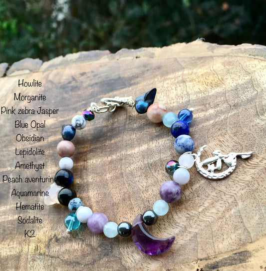 May this multi crystal bracelet  manifest all that is necessary for your highest good. May it guide and protect you to effortlessly reach your highest potential.
CryBraceletsSpectakStarlight Sprite