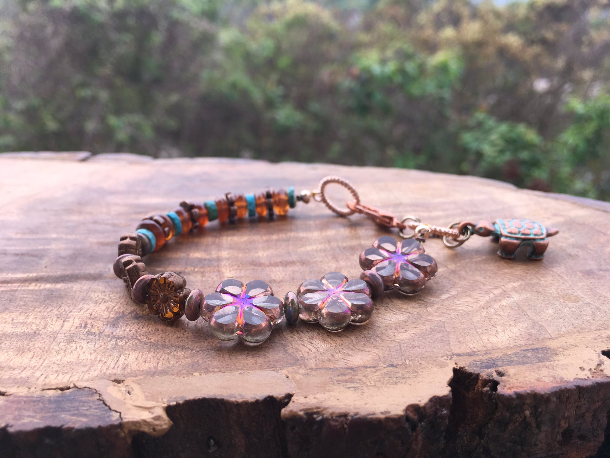 May this turquoise and hessonite garnet bracelet bring you courage, creativity,good fortune, protection,peace,prosperity and grounding. Hessonite garnet are believedBraceletsSpectakBlissful Flowering