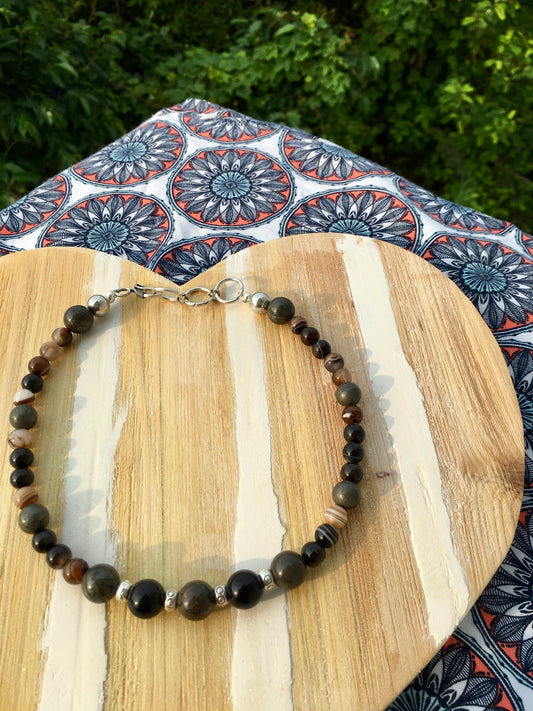 This energetic Sulemani Hakik,obsidian and pyrite necklace is an essential piece of jewelry for those that need,financial abundance, emotional balance and stability,NecklacesSpectakNubian Knight